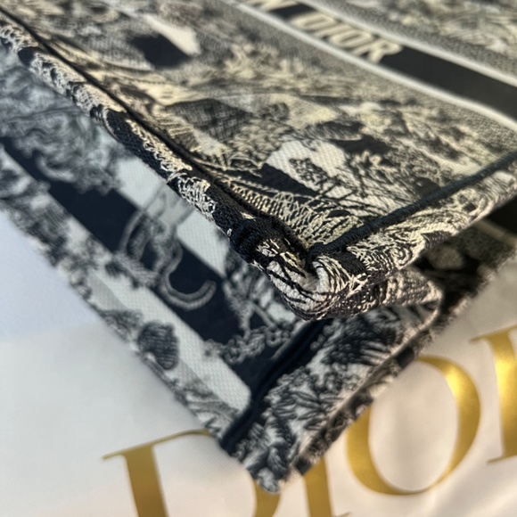 LARGE DIOR BOOK TOTE - Blue Toile de Jouy Embroidery - Picture 4 of 10